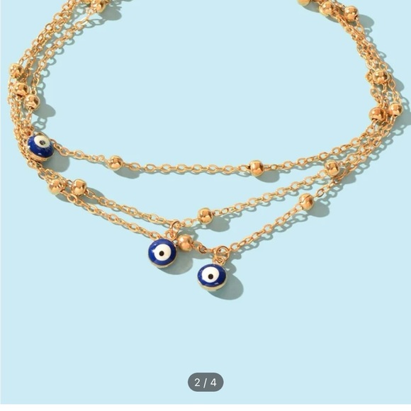 Evil Eve Charm Lavered Anklet - Picture 2 of 3